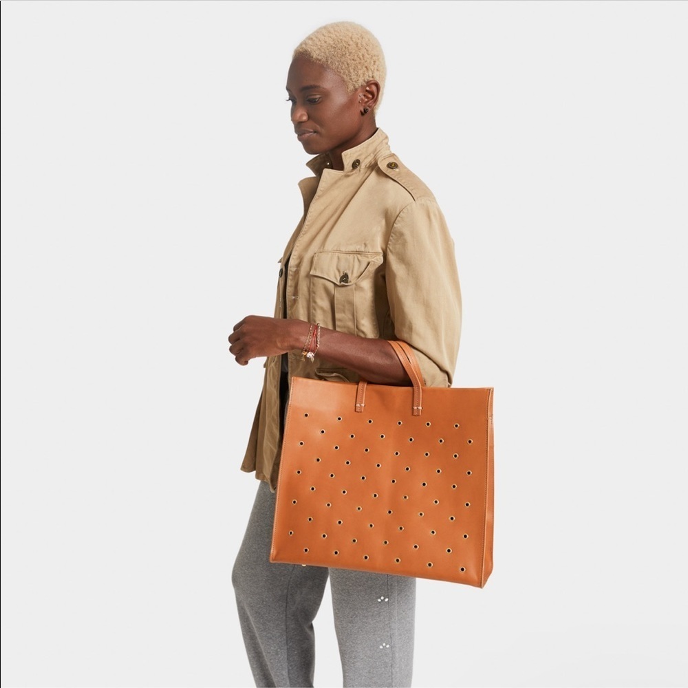 Clare V. Cuoio Vacchetta Simple Tote Leather Grommet Bag NWT